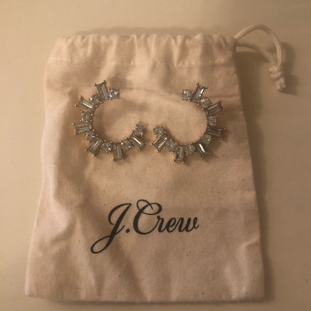 JCrew Crystal Half Moon Earrings